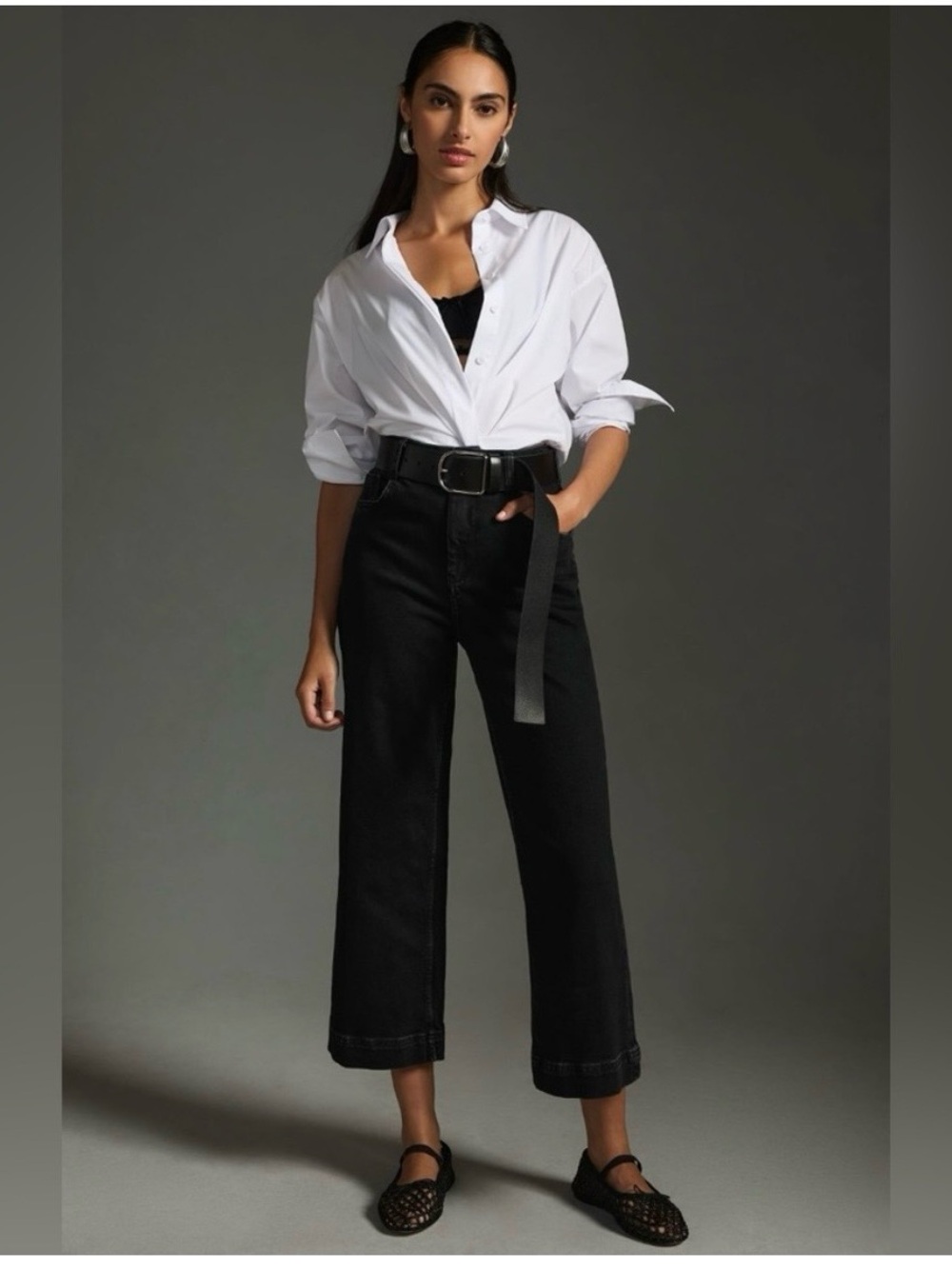 Pilcro Black The Skipper High Rise Crop Wide Leg Jeans | 26